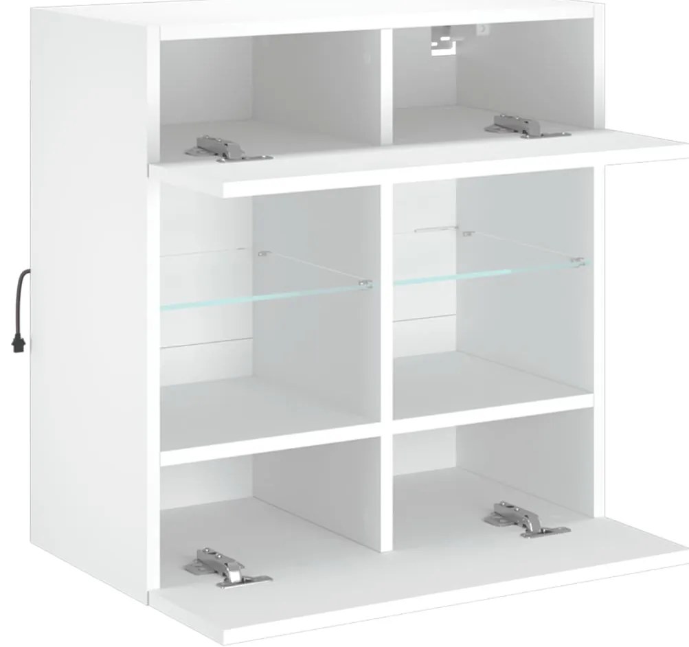 Móvel de parede para TV com luzes LED 58,5x30x60,5 cm branco