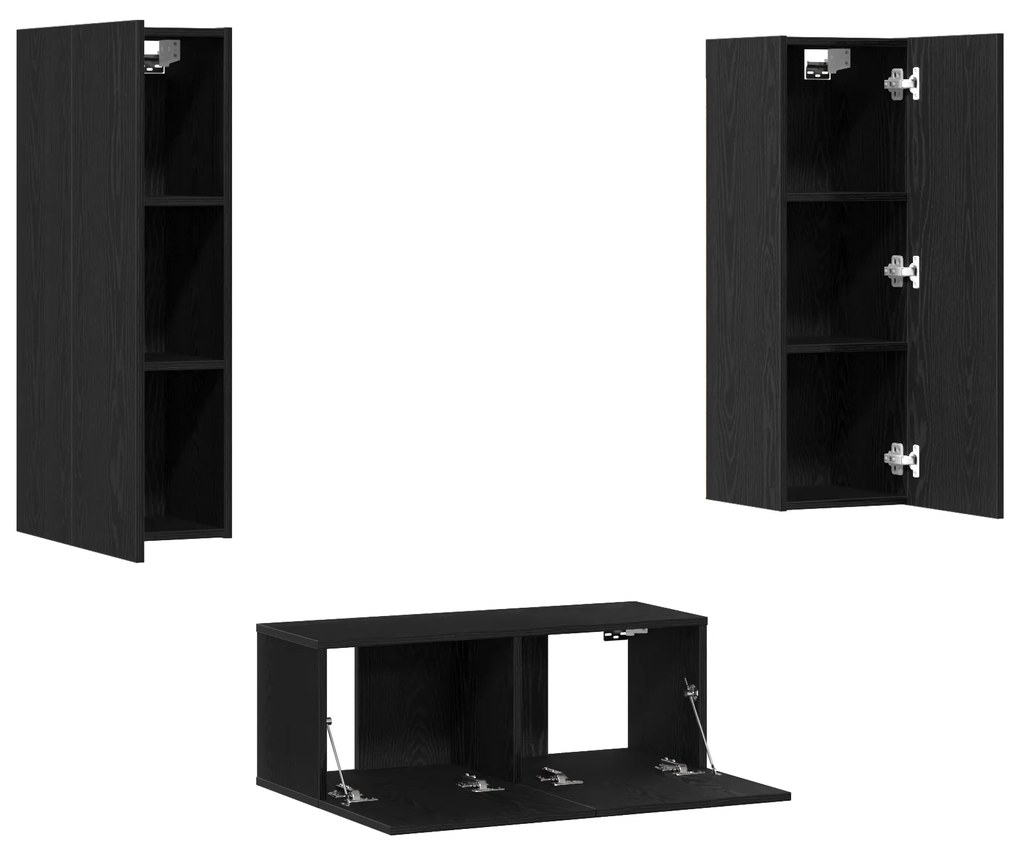Conjunto de Móveis para TV vidaXL de 3 Peças Montado na Parede em Carv