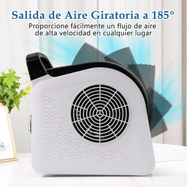 Ventilador de alta velocidade com 3 velocidades e cabeça giratória de 185° para secagem, arrefecimento, ventilação e refrigeração 130W 552 m³/h Preto