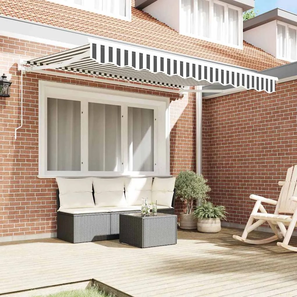 Toldo Retrátil Manual Antracite e Branco 350x200 cm
