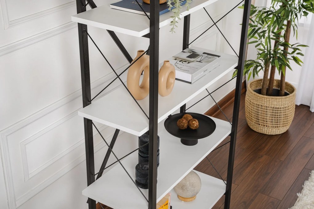 Estante Elysian – Branco e Preto – 90x180x33,5 cm