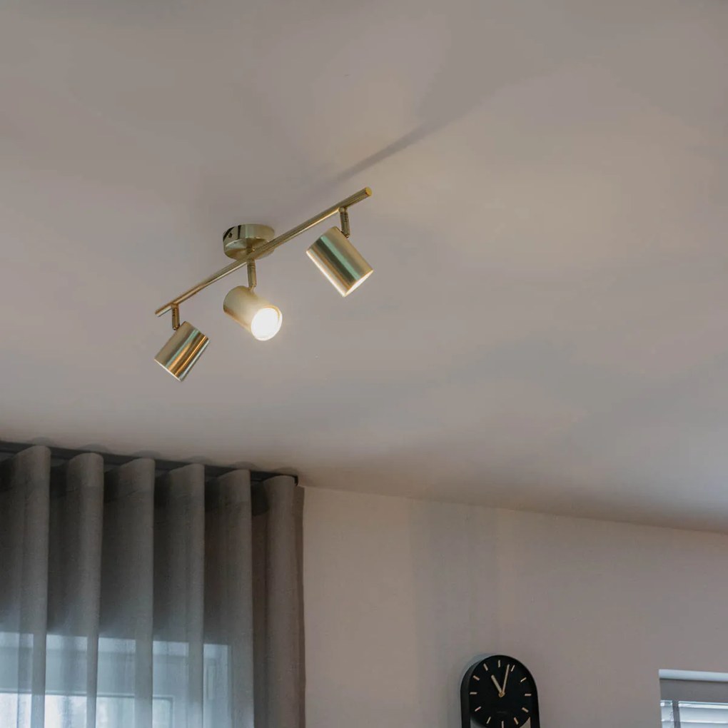 Candeeiro de Teto Moderno de Latão 3 Luzes Ajustável - Jeana