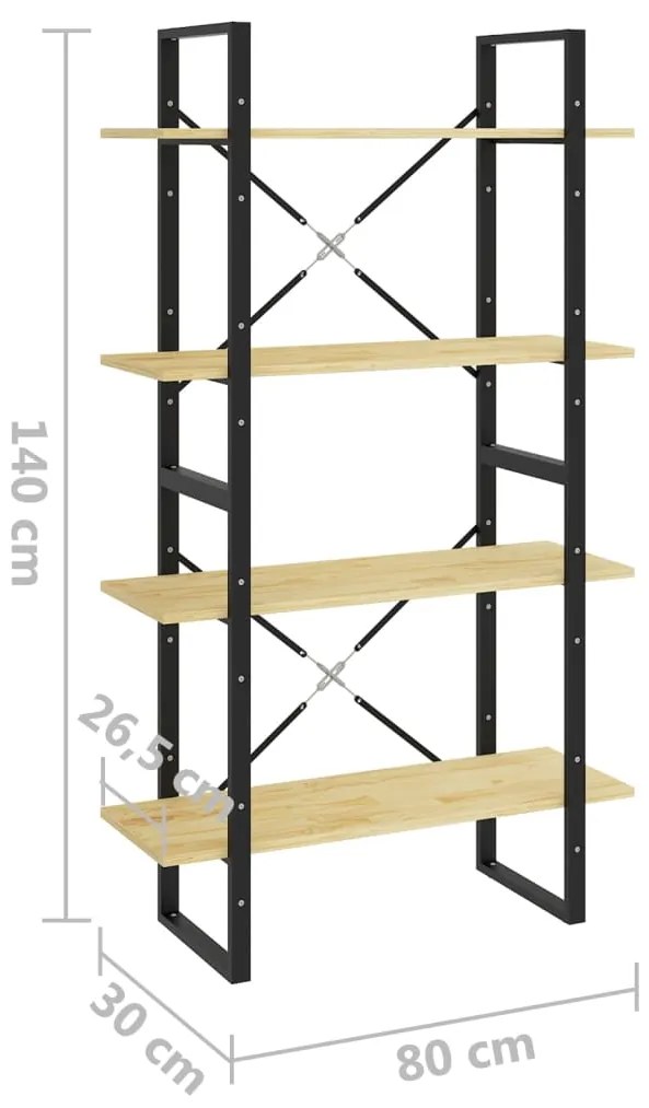 Estante com 4 prateleiras 80x30x140 cm pinho maciço
