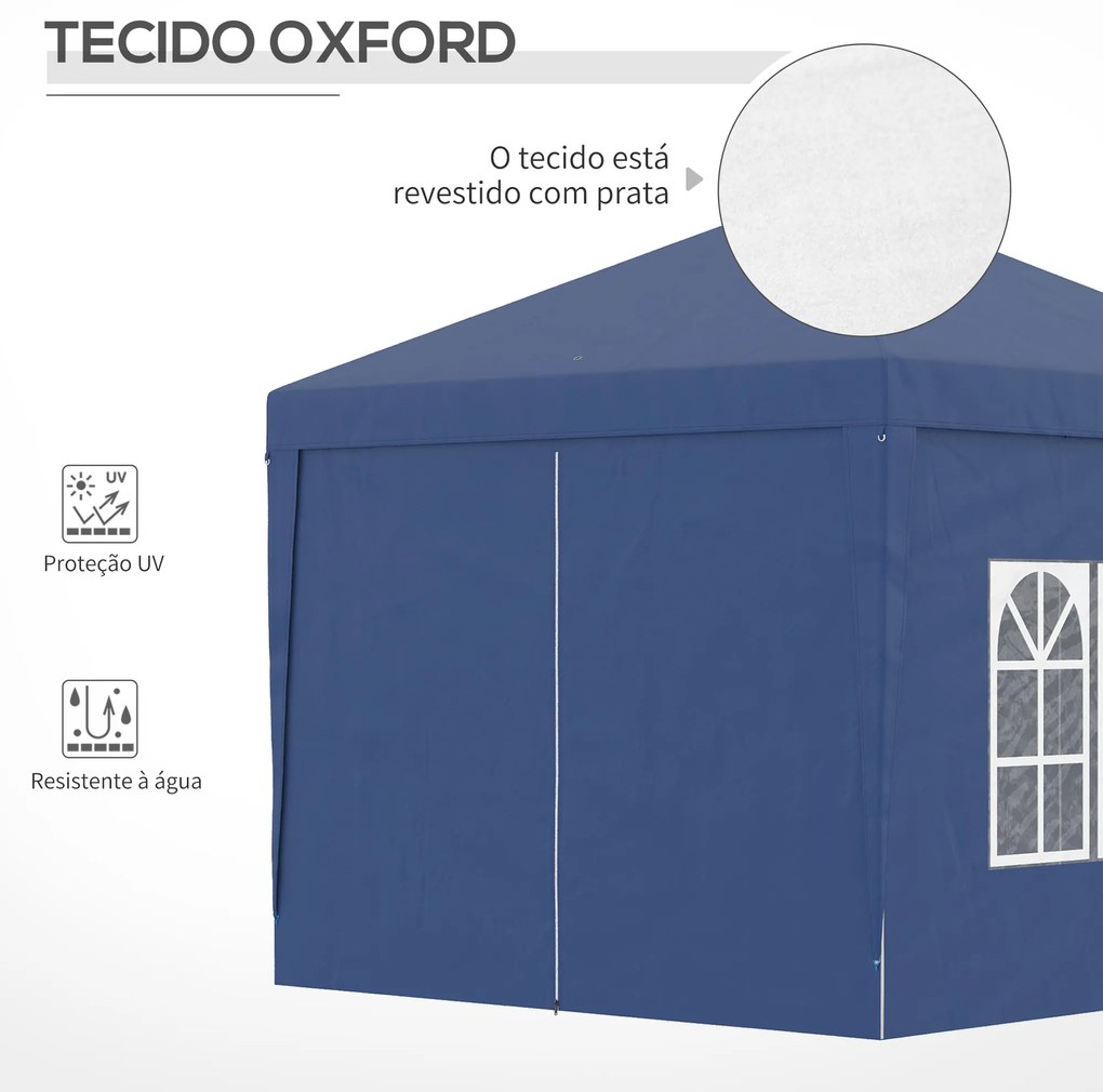 Outsunny Tenda de Jardim com Paredes Laterais Amovíveis Janelas Porta