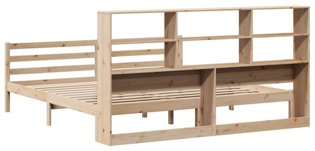 Cama com estante sem colchão 200x200 cm pinho maciço
