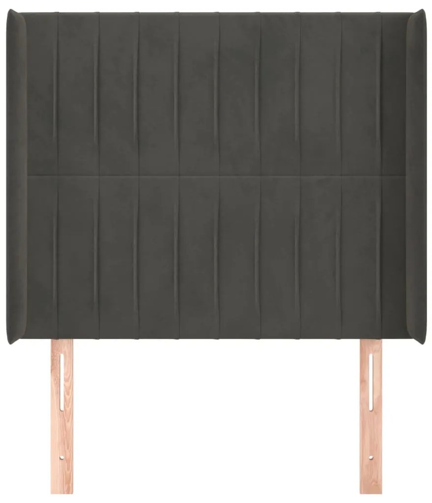 Cabeceira cama c/ abas veludo 83x16x118/128 cm cinzento-escuro