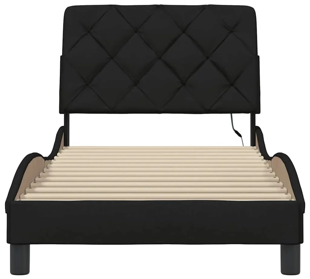 Estrutura de cama com LED sem colchão 90x190 cm tecido preto