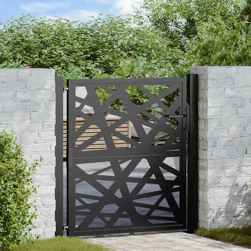 vidaXL Portão de jardim 105x106 cm design de luz em aço preto