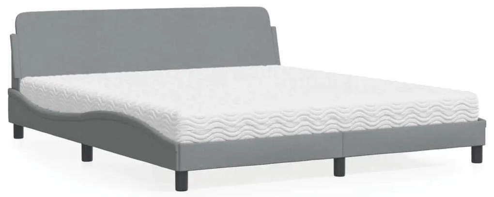 vidaXL Cama com colchão 180x200 cm tecido cinzento-claro