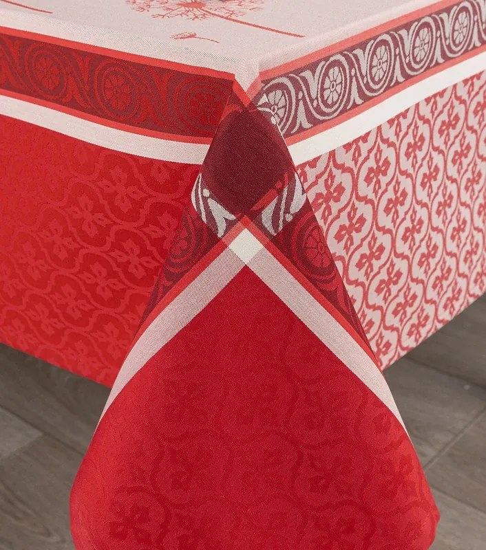 Toalhas de mesa anti nódoas 100% algodão - Dandelion 2024 Fateba: Vermelho 1 Toalha de mesa 150x250 cm