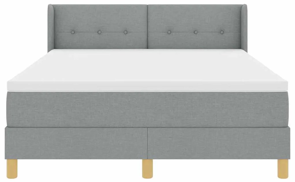 Cama Box com Colchão Cinza Claro, 140 x 200cm, Tecido