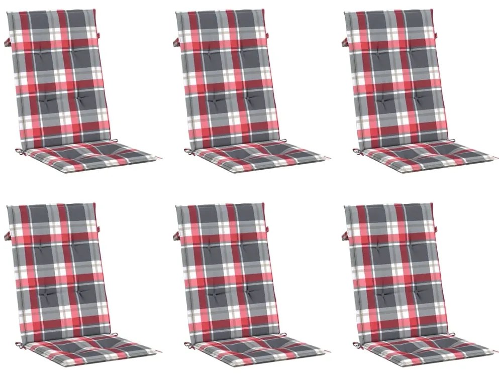 Almofadões cadeiras altas de jardim 6pcs tecido xadrez vermelho