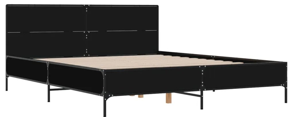 Estrutura de cama 120x190 cm derivados de madeira/metal preto