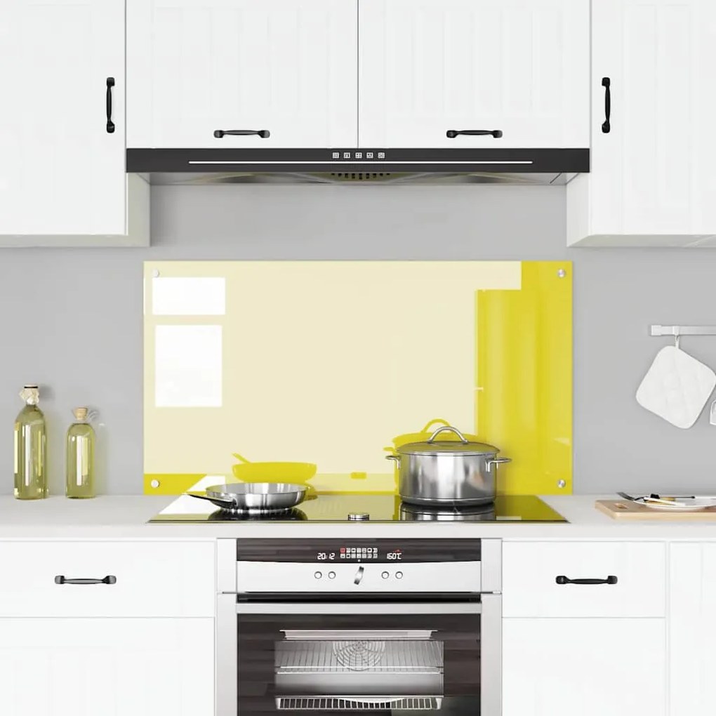 Cozinha Backsplash vidaXL Amarelo 110x60x0,6 cm de Vidro Temperado