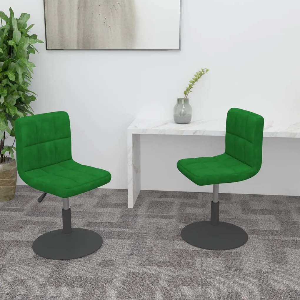 vidaXL Cadeiras de jantar giratorias 2 pcs veludo verde-escuro