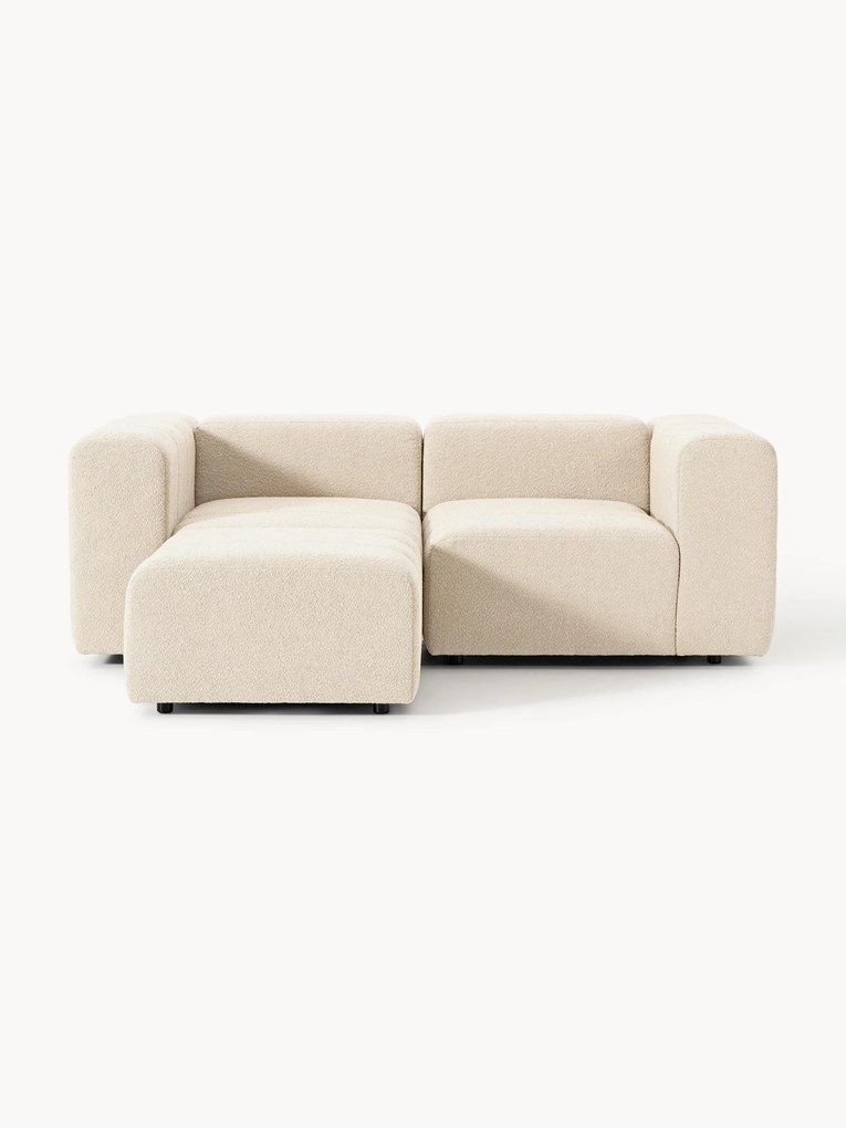 Sofá modular em bouclé Lena (2 lugares) com pufe (esquerda/direita)