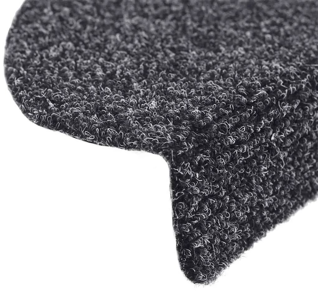 Tapetes de escada adesivos 30 pcs 56x17x3 cm cinzento-escuro