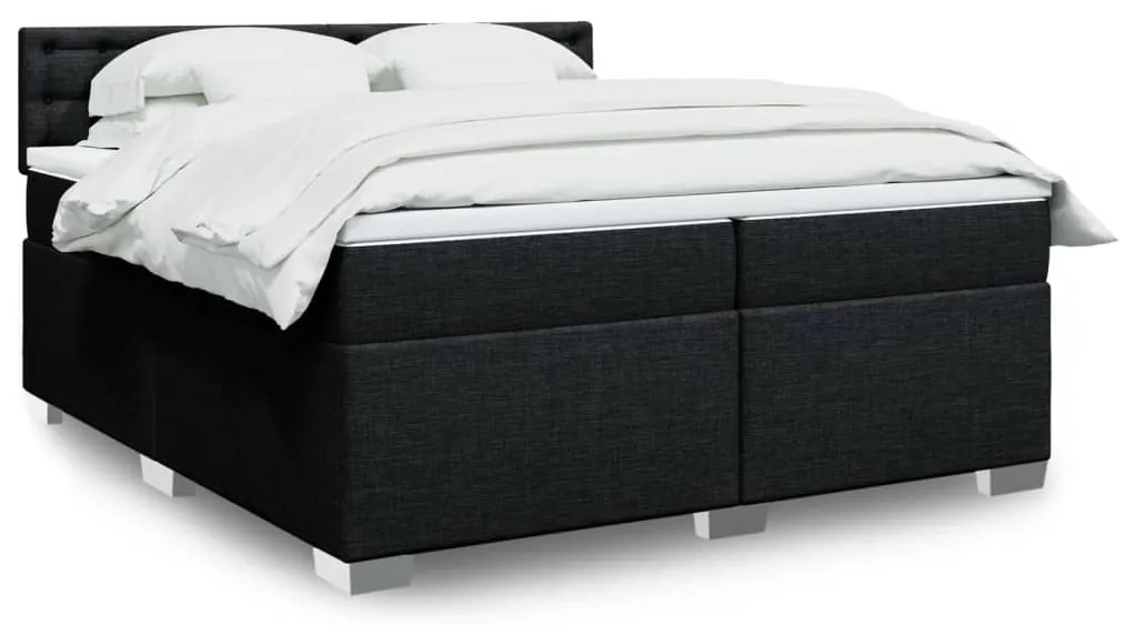 vidaXL Cama com molas/colchão 200x200 cm tecido preto