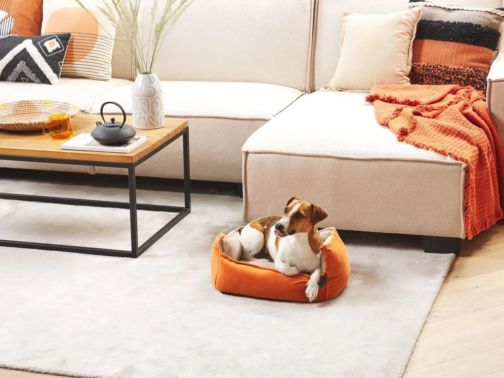 Cama de animal em veludo laranja e creme 50 x 35 cm IZMIR Beliani