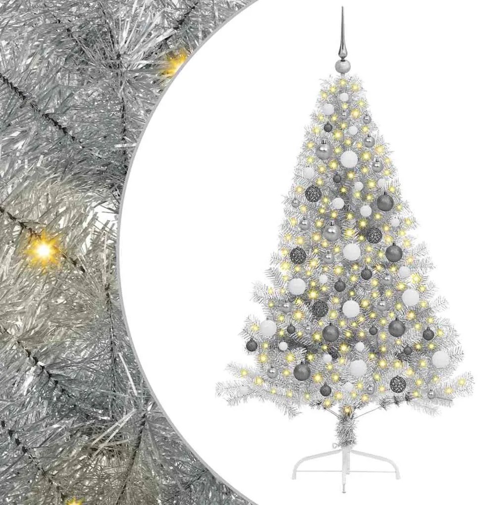 Árvore de Natal Artificial Prateado 180 cm Aço