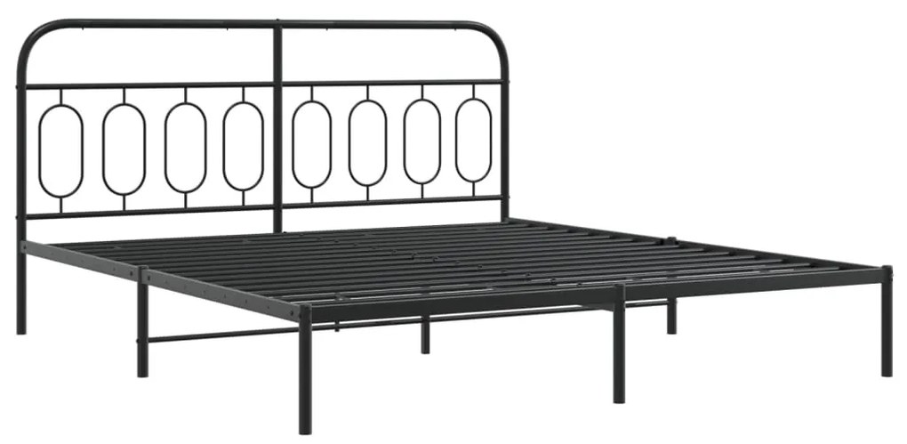 Estrutura de cama com cabeceira 160x200 cm metal preto