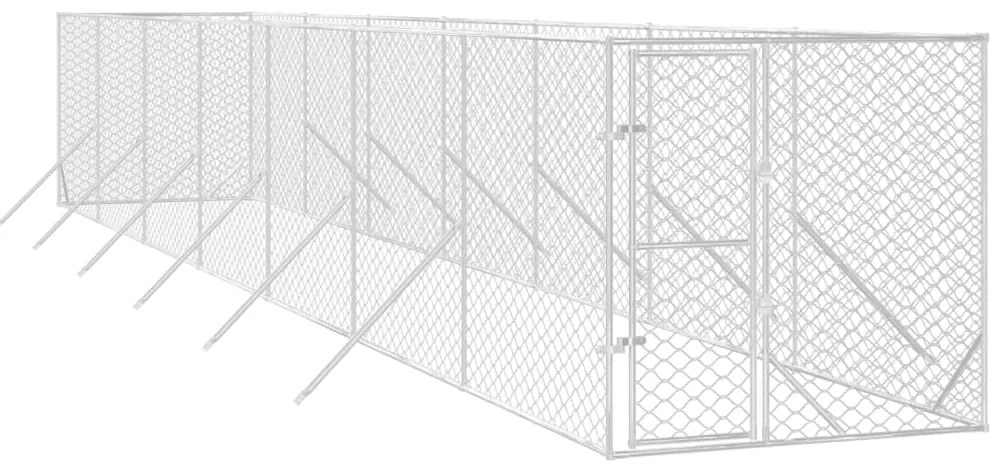 Canil de exterior 2x14x2 m aço galvanizado prateado