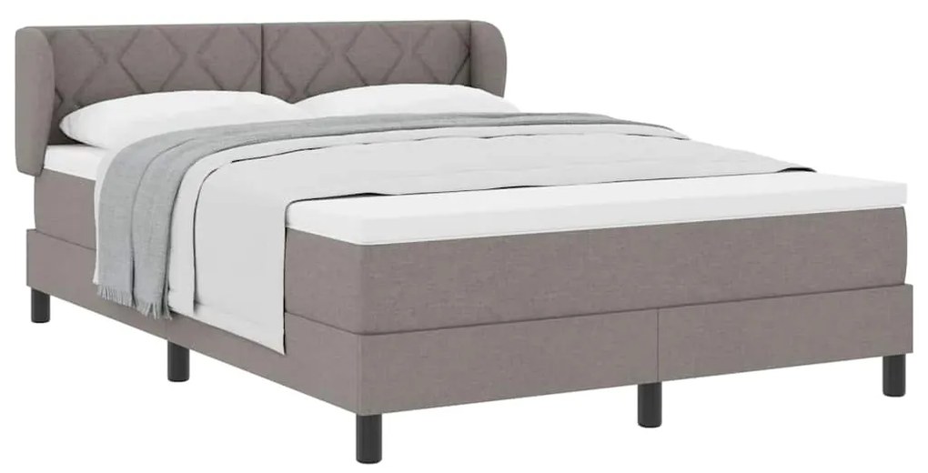 Cama Box Spring com Colchão taupe 140x200 cm em Tecido