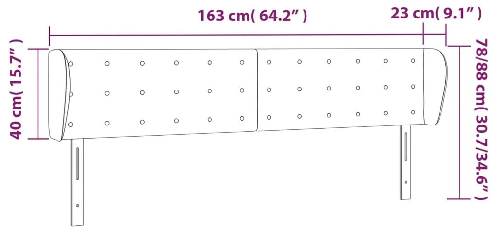 Cabeceira cama abas tecido 163x23x78/88 cm cinzento-acastanhado