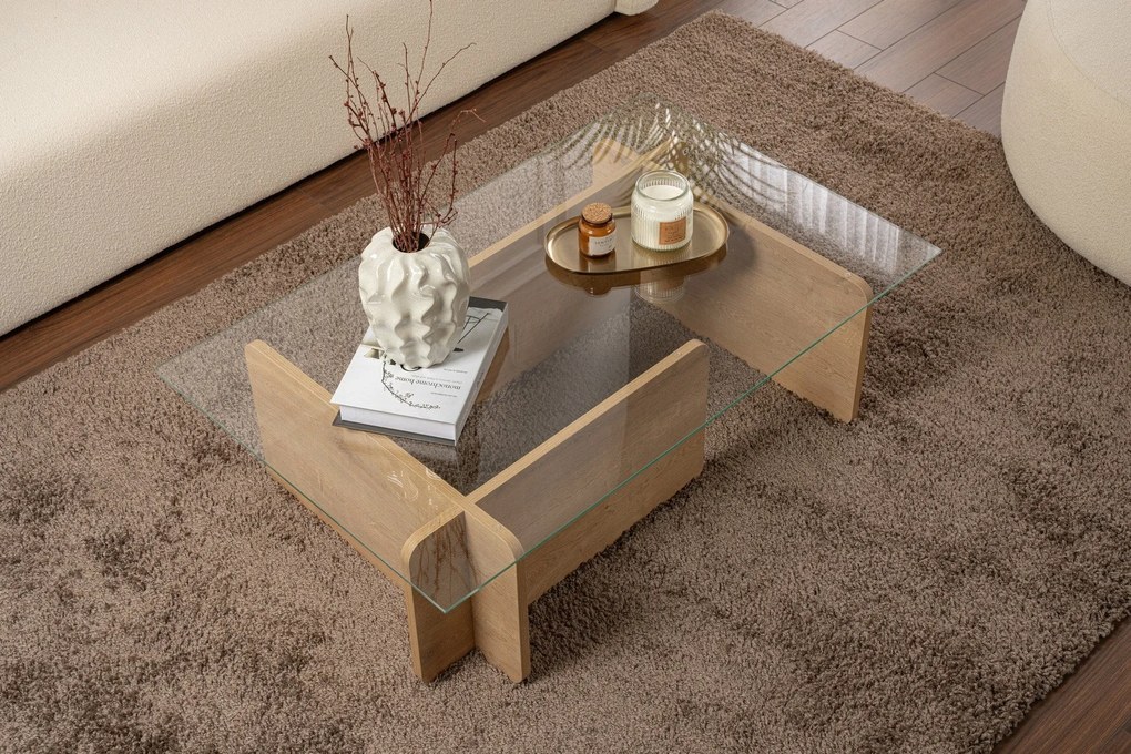 Mesa de Café Flavio - Cor Carvalho - 105x30x65 cm