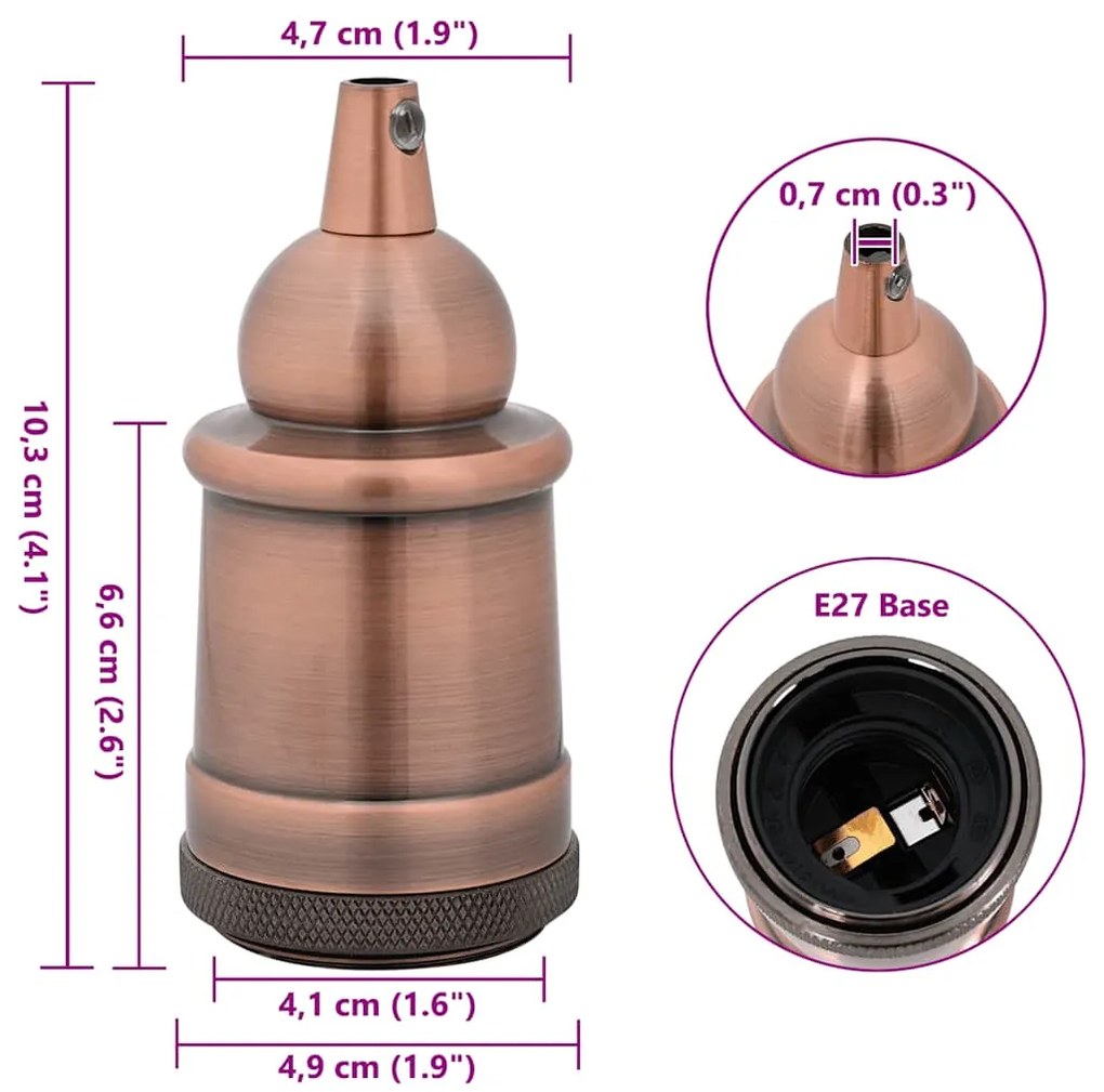 Casquilhos de lâmpadas 2 pcs Bronze vermelho E27