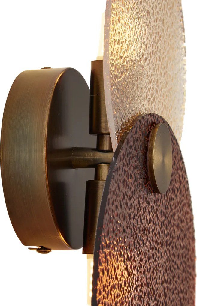 Candeeiro de Parede Art Deco Bronze Escuro com Vidro Âmbar 2 Luzes - Text