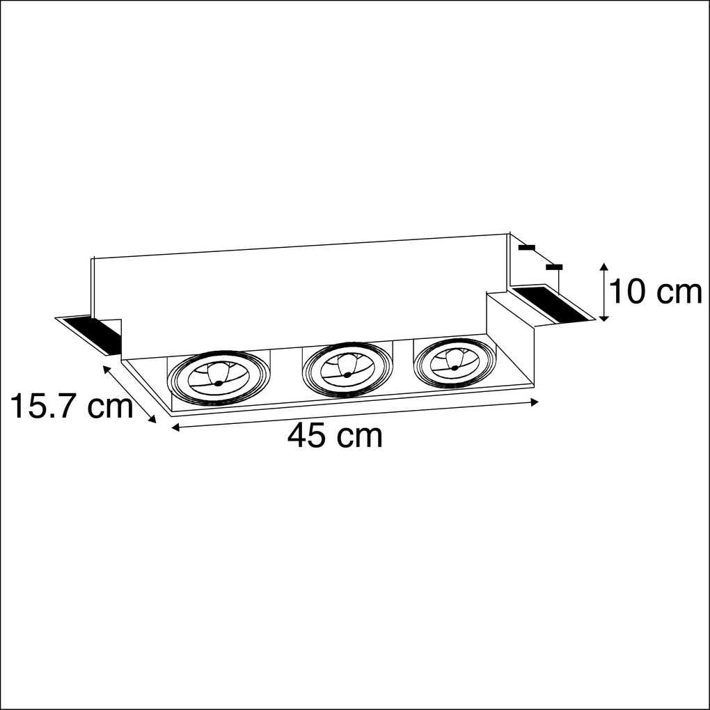 Spot embutido preto AR111 3 luzes trimless - Oneon 111-3 Design,Industrial,Rústico ,Moderno