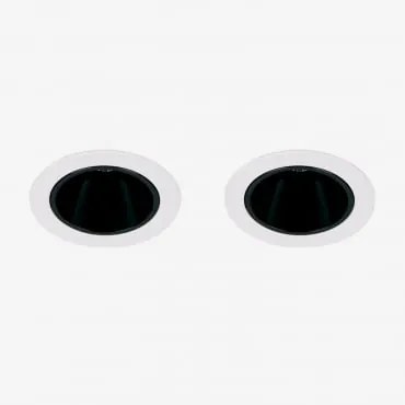 Pack De 2 Downlights Led Embutidos Com Molduras Redondas Ø8 Cm Para Exterior Em Alumínio Luisiana Branco - Preto & Branco Frio 4000k & 8 W & 38º -