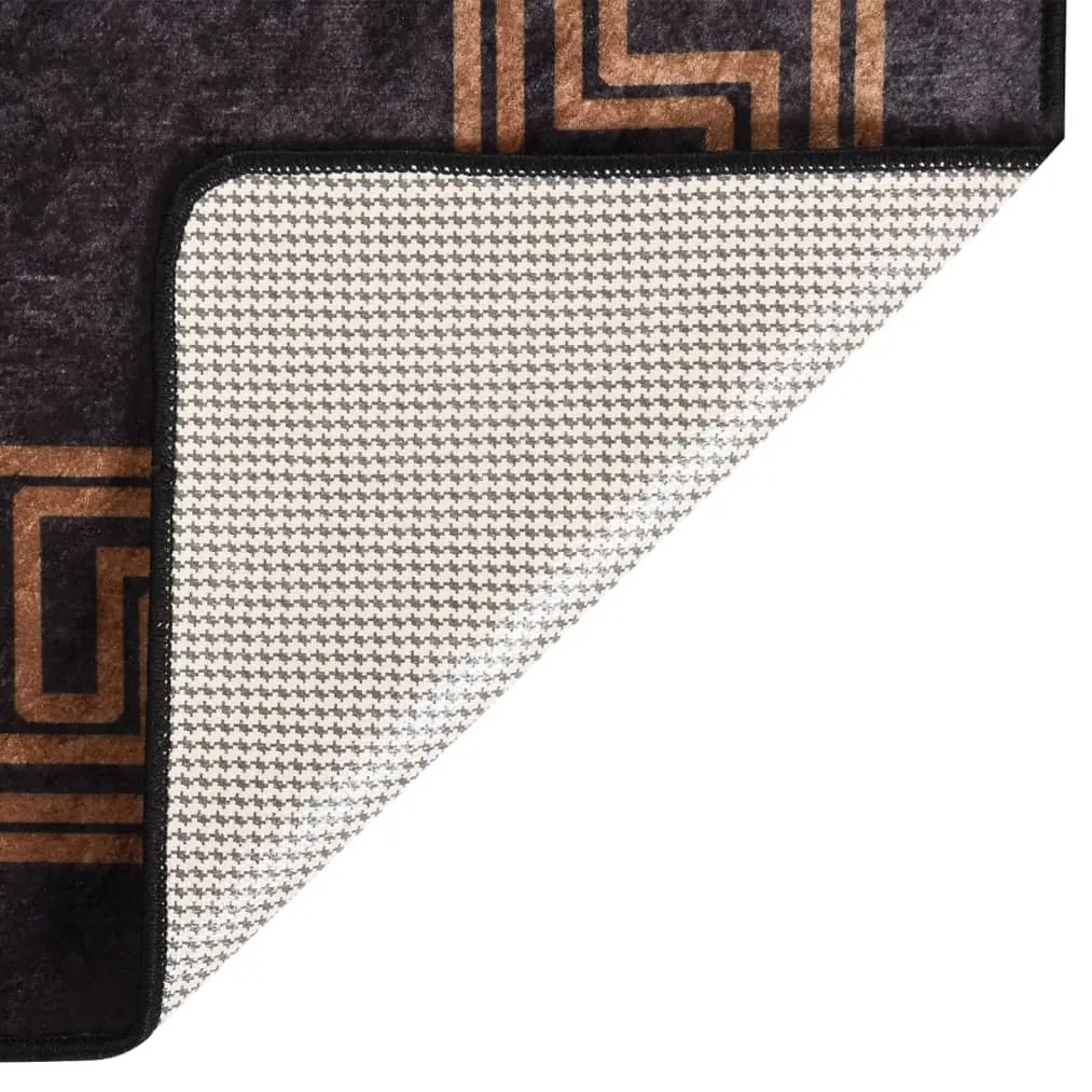 Tapete lavável antiderrapante 120x170 cm preto e dourado