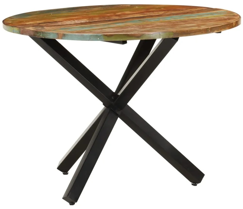 vidaXL Mesa de jantar redonda 100x100x75 cm madeira recuperada maciça