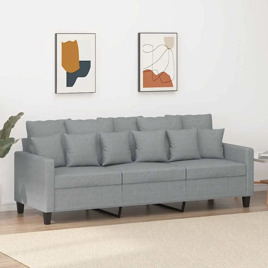 Sofá de 3 lugares 180 cm tecido cinza-claro