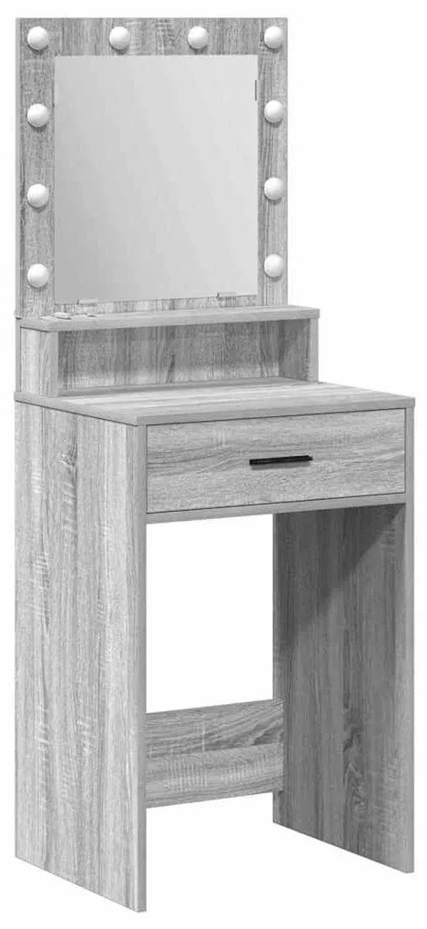 Mesa de Maquilhagem vidaXL com Luzes LED Cinzento Sonoma 50x41x135 cm