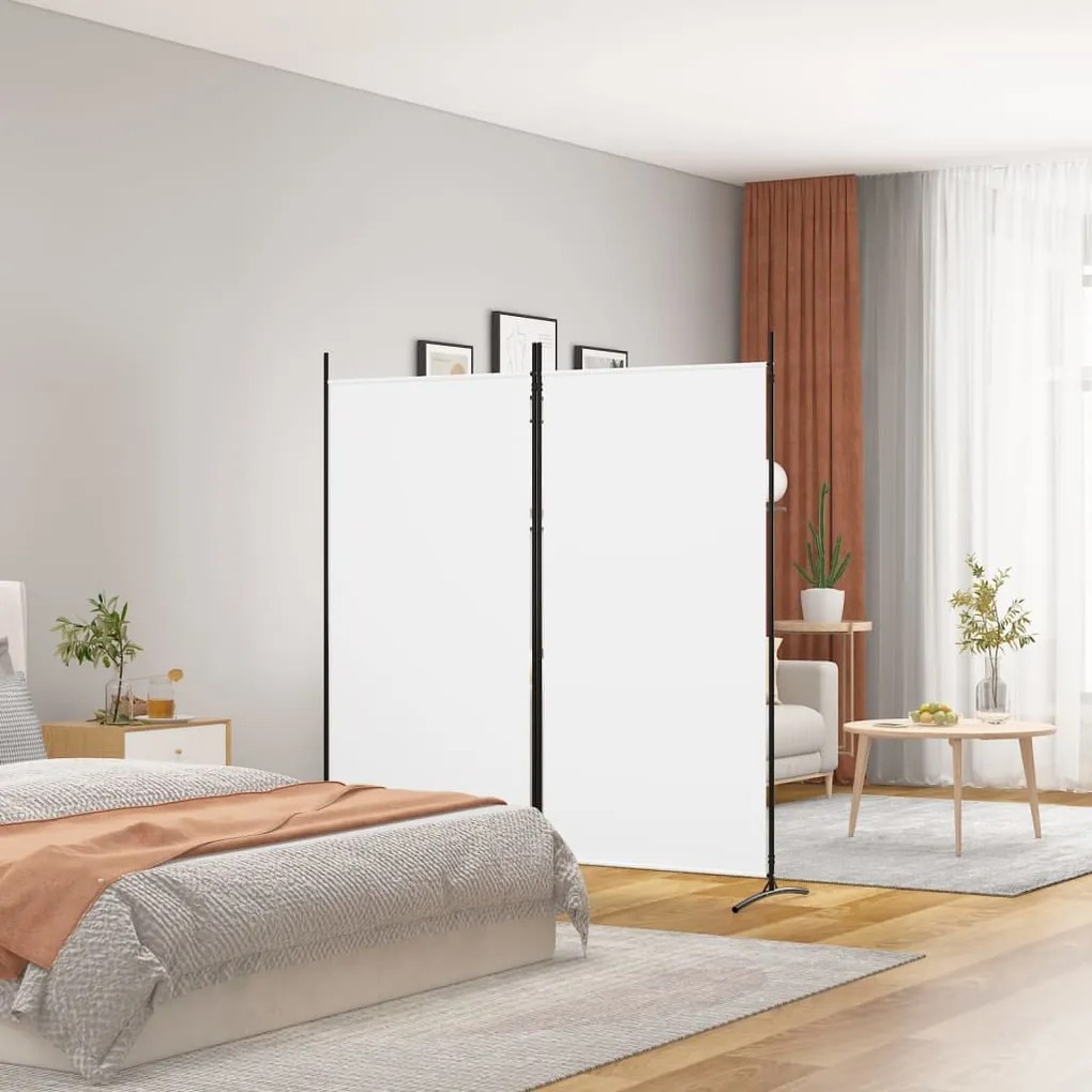 350258 vidaXL Divisória de quarto com 2 painéis 175x180 cm tecido branco