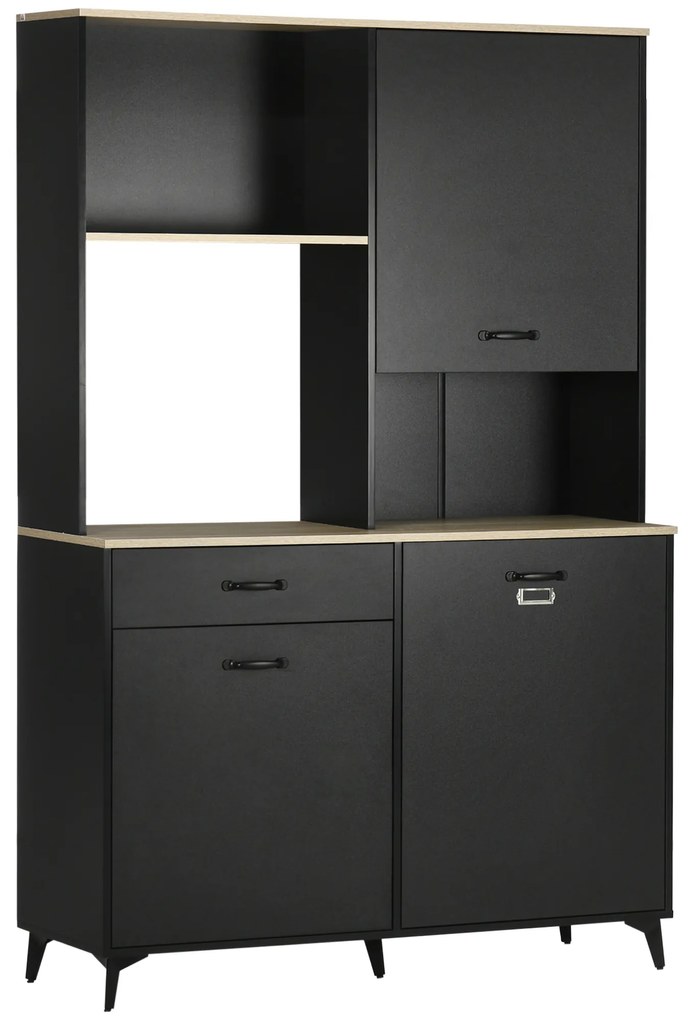 HOMCOM Buffet Alto estilo Industrial Multi Armário 3 Portas com Prateleira Gaveta Nicho Grande Balcão Metal Preto | Aosom Portugal