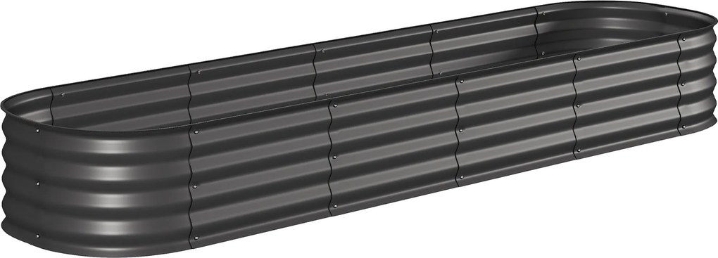 Outsunny Jardineira modular em aço galvanizado para legumes, plantas e flores, 240 x 62 x 30 cm, cinza escuro | Aosom Portugal