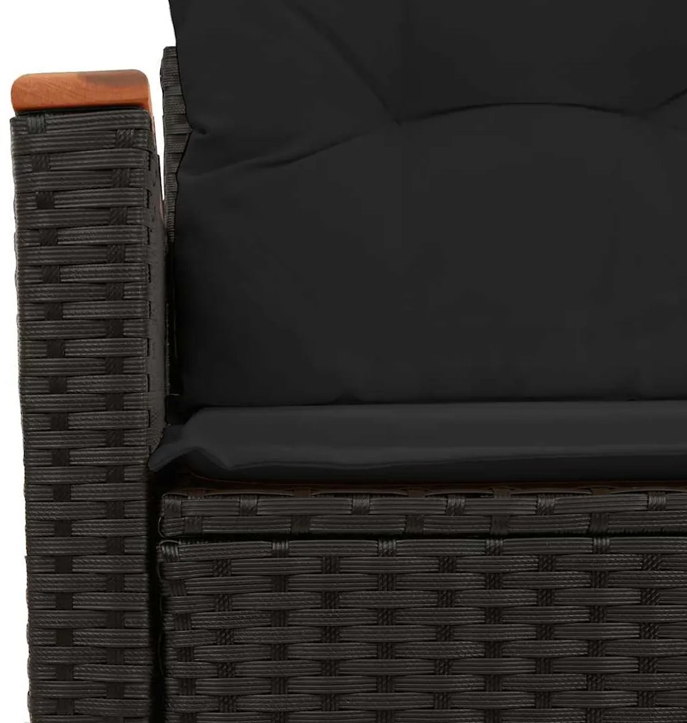 Sofá de jardim com almofadões 2 lugares vime PE preto