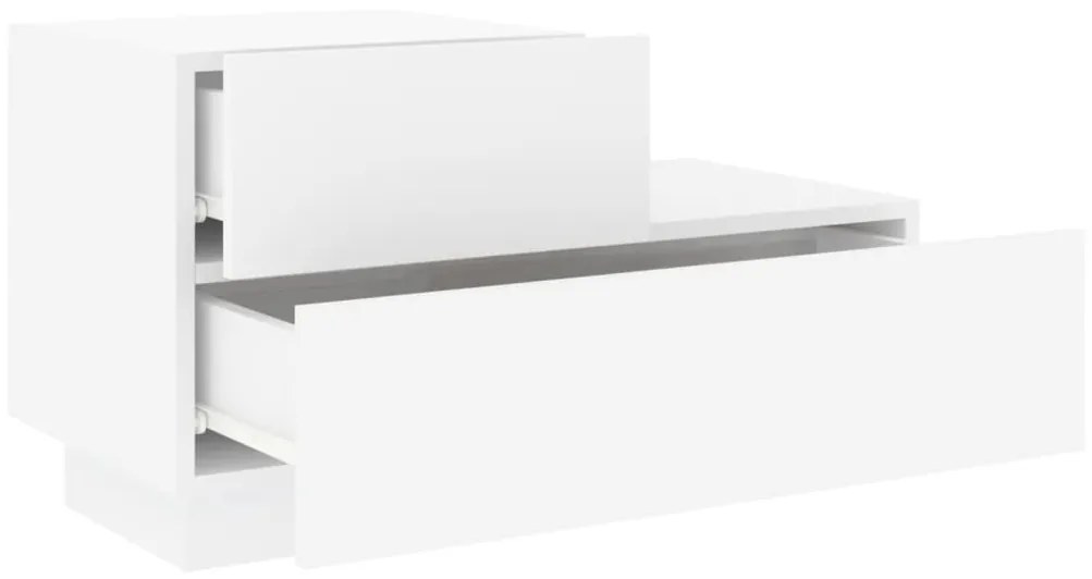 Mesa de Cabeceira Tulipa com 2 Gavetas e Luzes LED - Branco - Design M