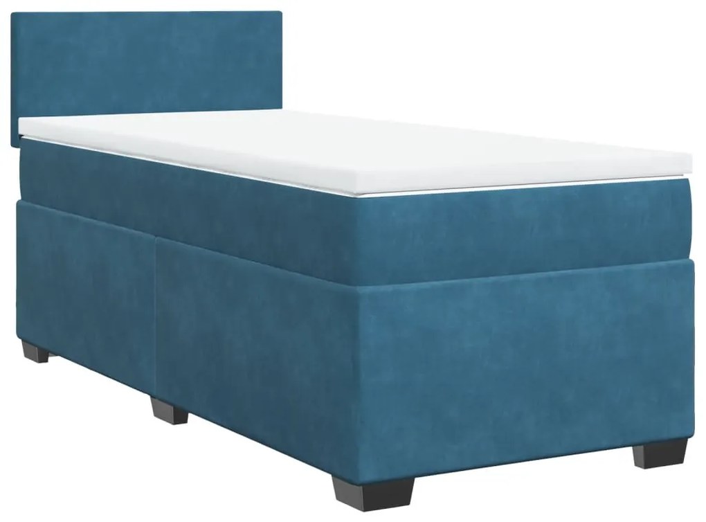 Cama boxspring com colchão 90x200 cm veludo azul