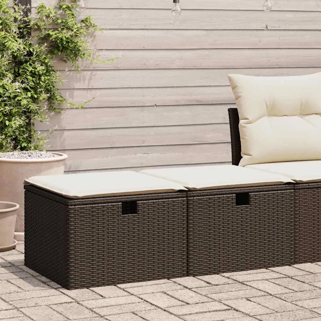 vidaXL 2 pcs conj. sofás jardim c/ almofadões vime PE/acácia castanho