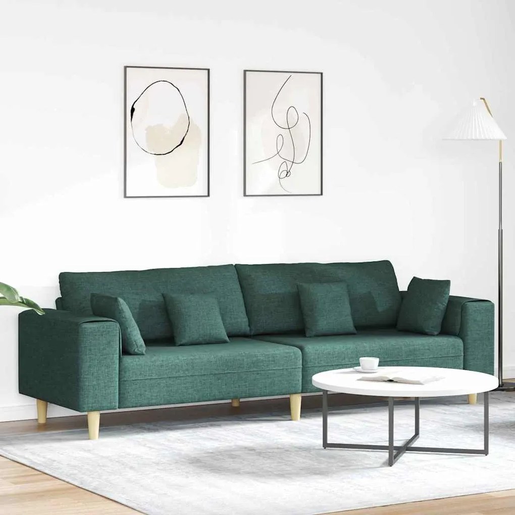 vidaXL Sofá com almofada Verde Escuro 250 x 77 x 76 cm tecido