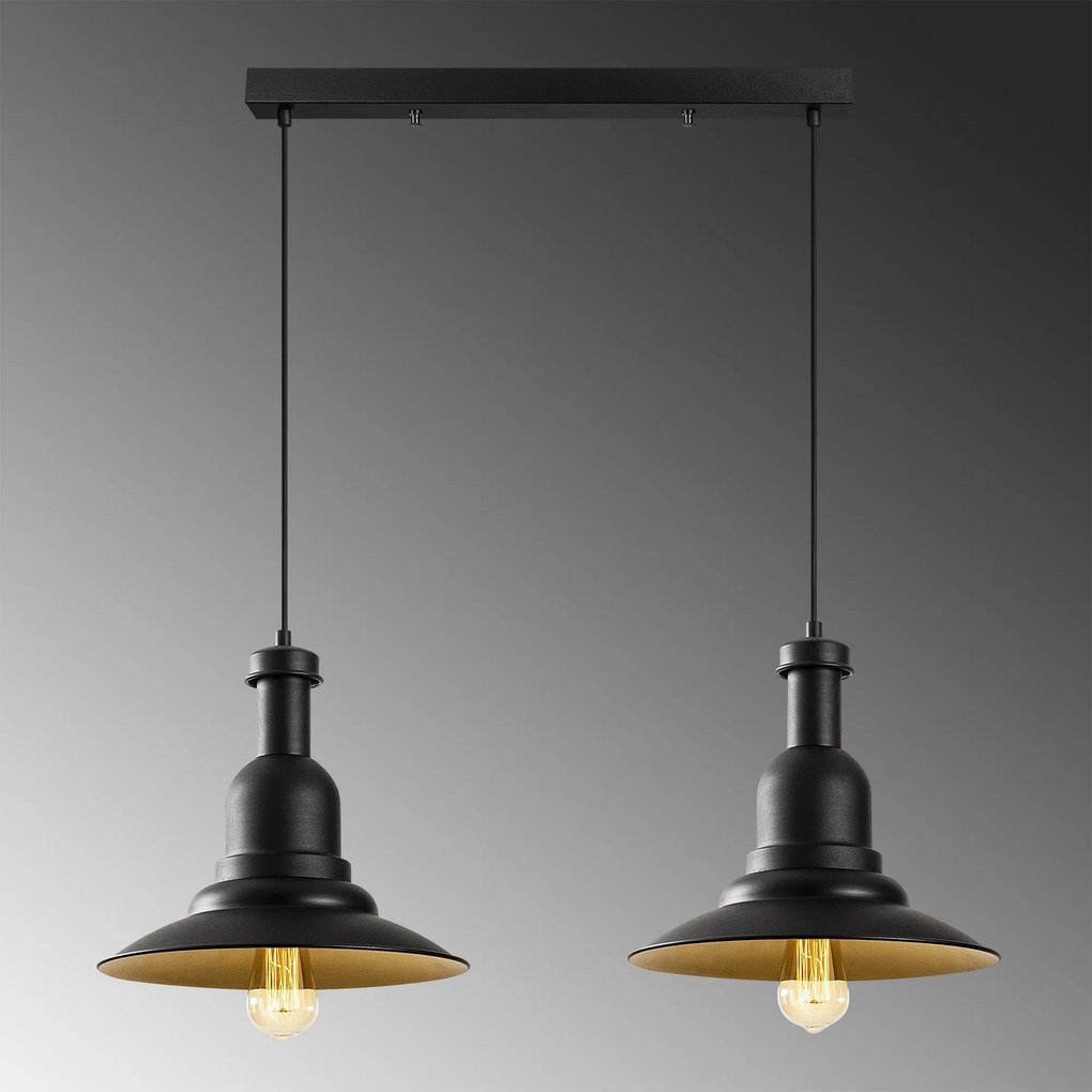 Candeeiro de Teto Saglam – Preto e Dourado – 65 x 33 cm