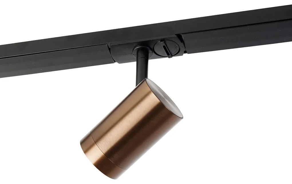 Sistema de trilhos moderno monofásico com 4 trilhos GU10 Wi-Fi bronze escuro - Jeana