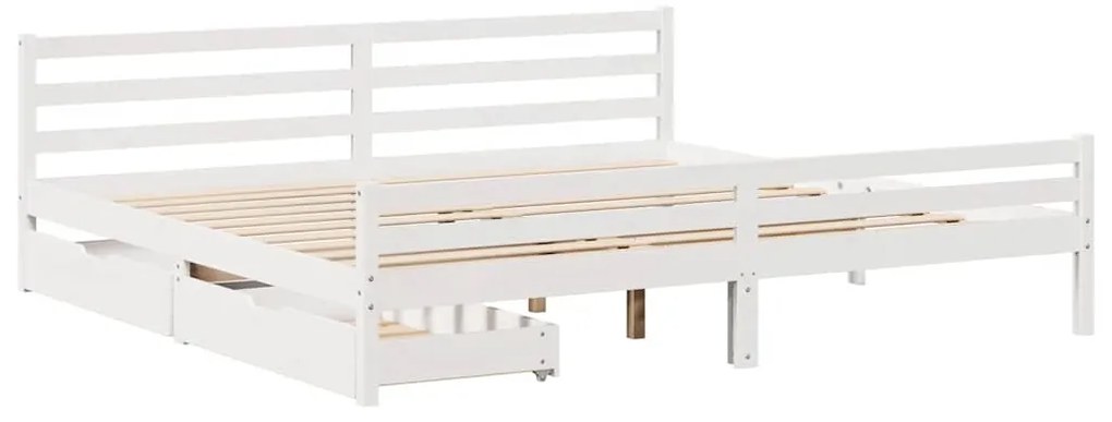 Cama sem colchão 200x200 cm madeira de pinho maciça branco