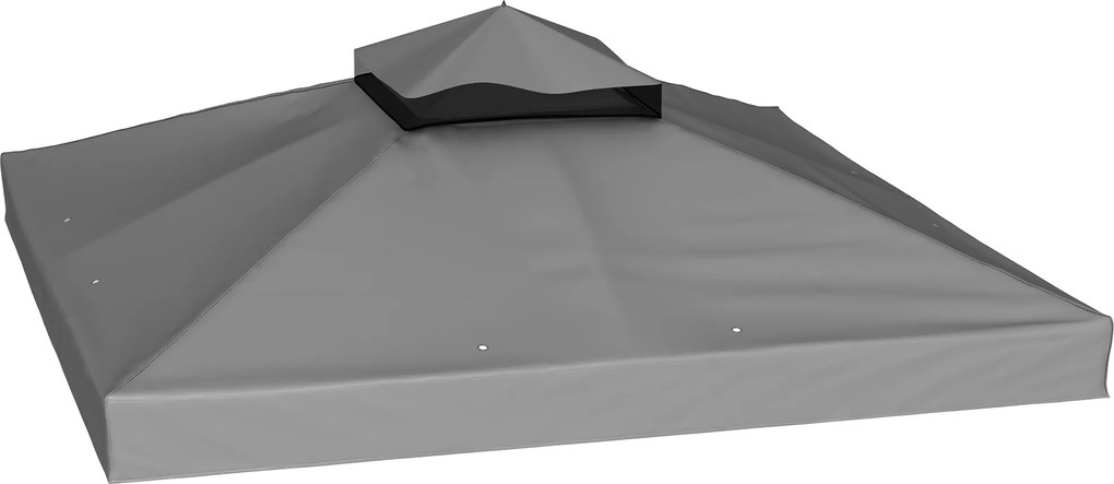 Tecido para Pérgola 3x3 m (NÃO Incluída) Tecido de Substituição Pérgola de 2 Níveis Proteção UPF30 Orifícios de Drenagem Cinzento Escuro
