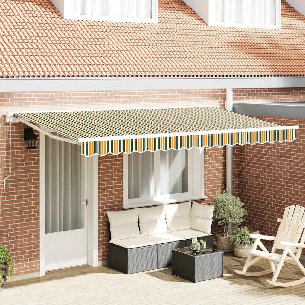 vidaXL Tecido de Substituição para Toldo para Estrutura de 4x2 m Verde e Amarelo